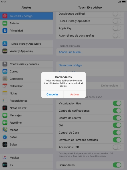Si activas la función, pulsa Activar.