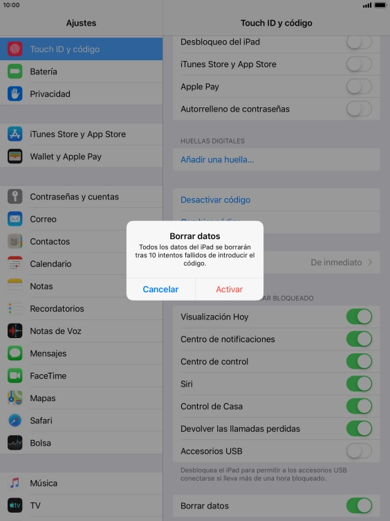 Si activas la función, pulsa Activar.