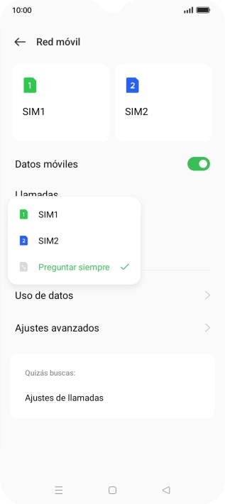 Pulsa el ajuste deseado.