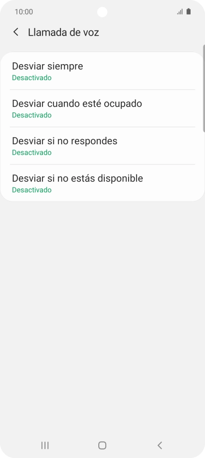 Pulsa el tipo de desvío deseado.