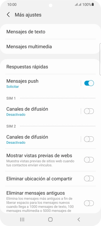 Pulsa Mensajes de texto. Pulsa Mensajes de texto.