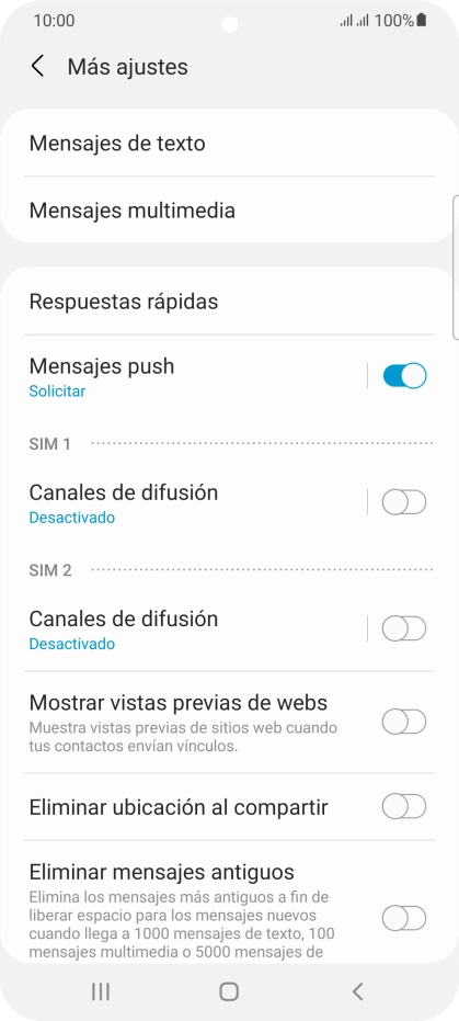Pulsa Mensajes de texto. Pulsa Mensajes de texto.