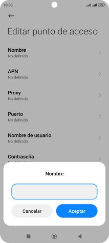 Introduce Vodafone Internet y pulsa Aceptar.