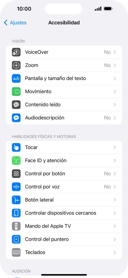 Pulsa una categoría bajo 