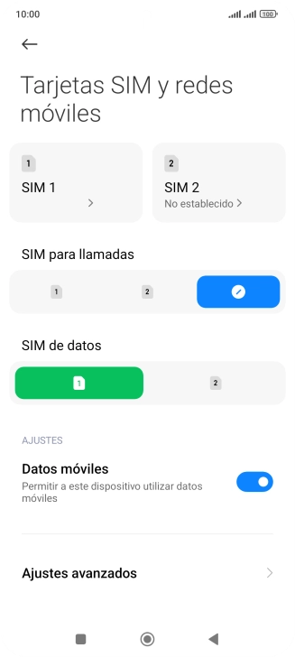Pulsa la tarjeta SIM deseada.