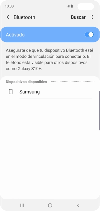 Pulsa el dispositivo Bluetooth deseado y sigue las indicaciones de la pantalla para vincular el dispositivo al teléfono.