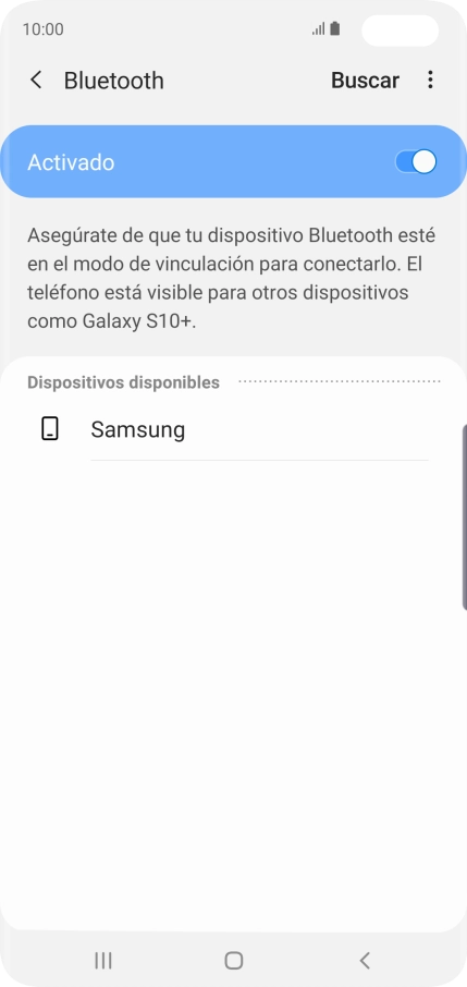 Pulsa el dispositivo Bluetooth deseado y sigue las indicaciones de la pantalla para vincular el dispositivo al teléfono.