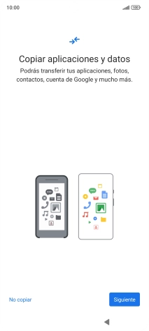 Puedes transferir el contenido de otro teléfono cuando activas tu teléfono por primera vez y cuando lo has restablecido. Cuando aparezca en la pantalla del teléfono esta imagen, ya está listo para la transmisión del contenido del otro teléfono.