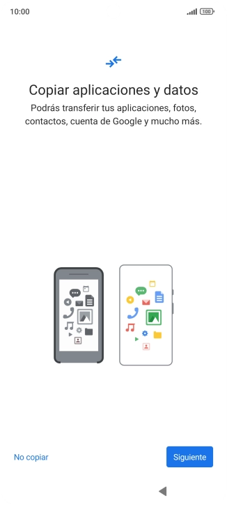 Puedes transferir el contenido de otro teléfono cuando activas tu teléfono por primera vez y cuando lo has restablecido. Cuando aparezca en la pantalla del teléfono esta imagen, ya está listo para la transmisión del contenido del otro teléfono.