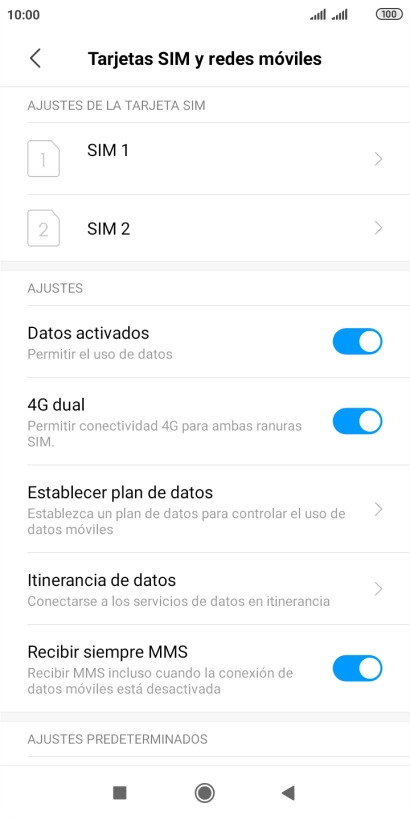 Pulsa la tarjeta SIM deseada.