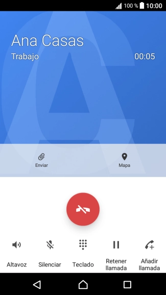 Pulsa el icono de finalizar llamada. Pulsa el icono de finalizar llamada.