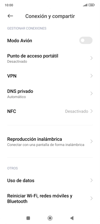 Pulsa Punto de acceso portátil.