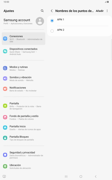 Pulsa en el campo junto a la conexión de datos para activarla.