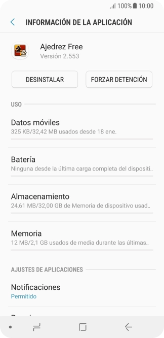 Pulsa Almacenamiento.