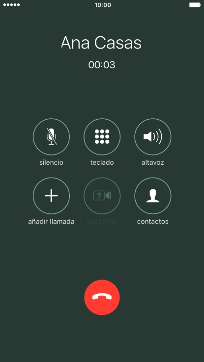 Pulsa el icono de finalizar llamadas para colgar.