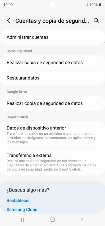 Pulsa Administrar cuentas.
