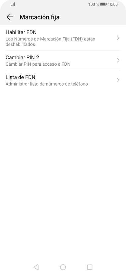 Pulsa Habilitar FDN para activar la marcación fija.
