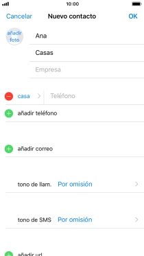 Pulsa Teléfono e introduce el número de teléfono deseado.