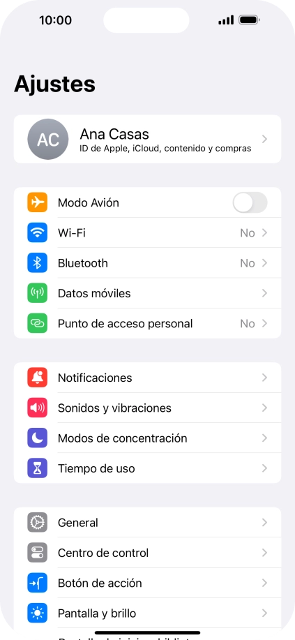 Pulsa Pantalla y brillo.