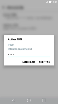 Introduce el código PIN2 y pulsa ACEPTAR.