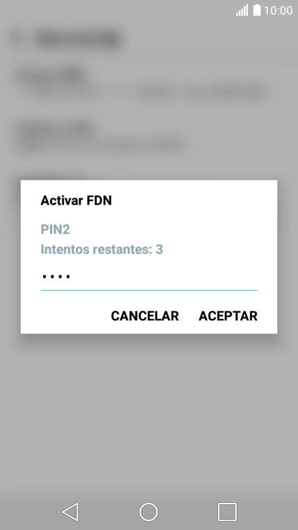 Introduce el código PIN2 y pulsa ACEPTAR.