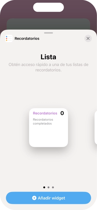 Desliza el dedo hacia la derecha o hacia la izquierda por la pantalla para seleccionar el tamaño de widget deseado.