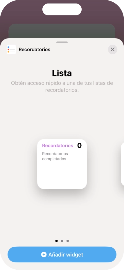Desliza el dedo hacia la derecha o hacia la izquierda por la pantalla para seleccionar el tamaño de widget deseado.