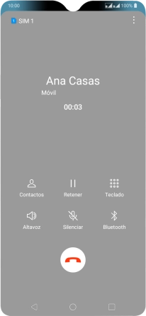 Pulsa el icono de finalizar llamada.
