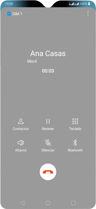 Pulsa el icono de finalizar llamada.