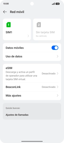 Pulsa el nombre de la tarjeta SIM.