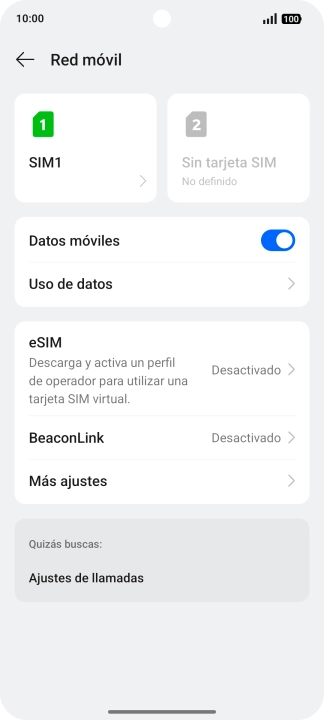 Pulsa el nombre de la tarjeta SIM.