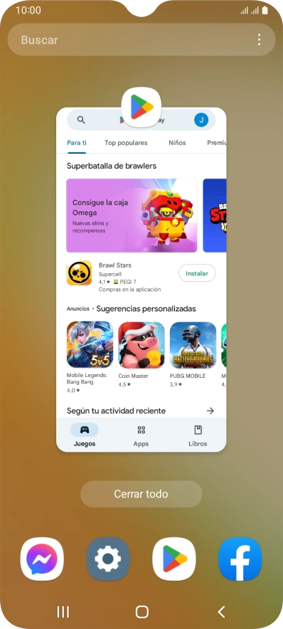 Para cerrar una sola aplicación en ejecución, desliza el dedo hacia arriba sobre la aplicación deseada.
