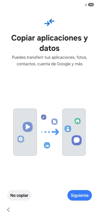 Pulsa No copiar y sigue las indicaciones de la pantalla para finalizar la activación del teléfono.