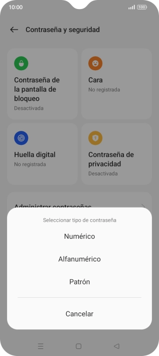 Pulsa el código de seguridad deseado y sigue las indicaciones de la pantalla para crear un código de seguridad del teléfono adicional.