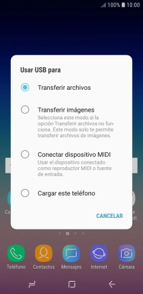 Pulsa Transferir archivos para activar la función.