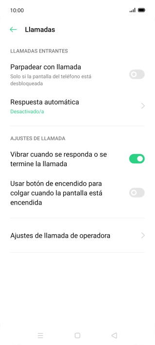 Pulsa Ajustes de llamada de operadora.