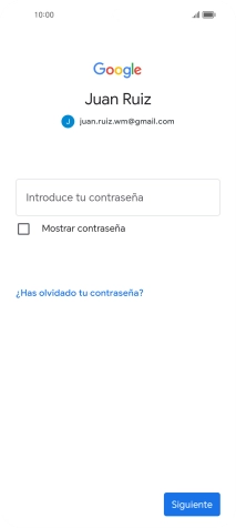Pulsa Introduce tu contraseña e introduce la contraseña de tu cuenta de Google.