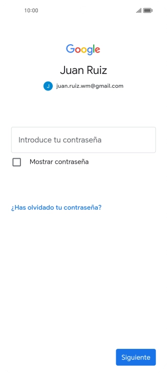 Pulsa Introduce tu contraseña e introduce la contraseña de tu cuenta de Google.