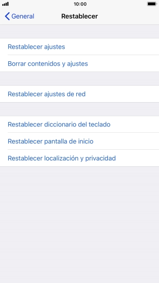 Pulsa Restablecer ajustes.
