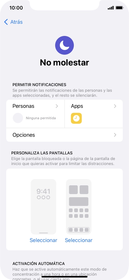 Pulsa Personas y sigue las indicaciones de la pantalla para seleccionar de qué contactos quieres recibir llamadas y notificaciones cuando No molestar está activado. Pulsa Personas y sigue las indicaciones de la pantalla para seleccionar de qué contactos quieres recibir llamadas y notificaciones cuando No molestar está activado.
