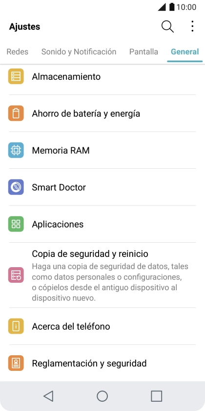 Pulsa Copia de seguridad y reinicio.