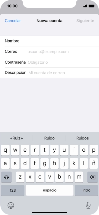 Pulsa Correo e introduce tu dirección de correo electrónico.