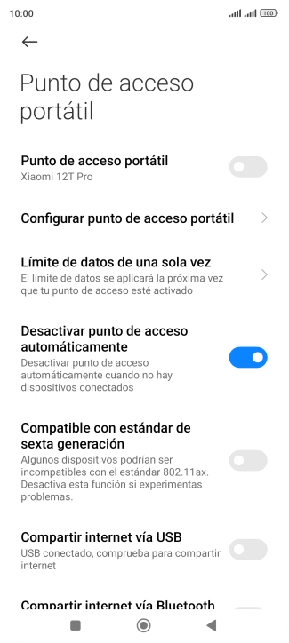 Pulsa Configurar punto de acceso portátil.