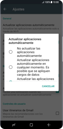 Pulsa No actualizar las aplicaciones automáticamente para desactivar la función.
