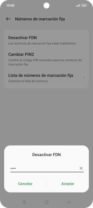 Introduce el código PIN2 y pulsa el icono de aceptar.