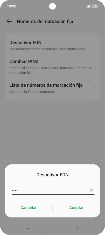 Introduce el código PIN2 y pulsa el icono de aceptar.