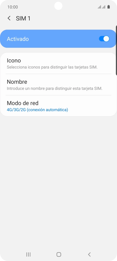 Pulsa el indicador para activar o desactivar el uso de la tarjeta SIM. Pulsa el indicador para activar o desactivar el uso de la tarjeta SIM.