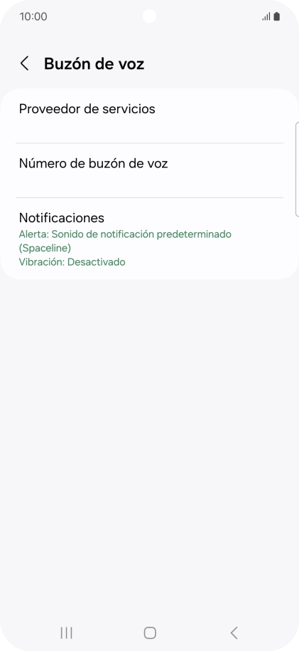 Pulsa Número de buzón de voz.