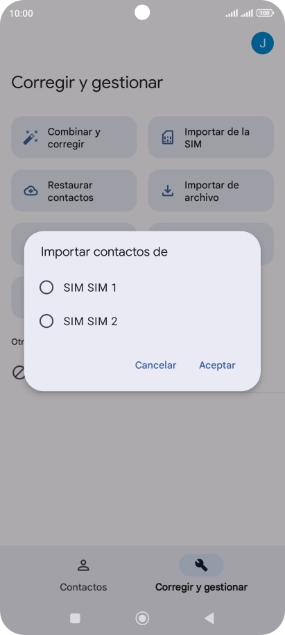 Pulsa la tarjeta SIM deseada.