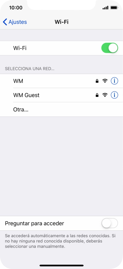 Pulsa la red wifi deseada e introduce la contraseña de esta red.